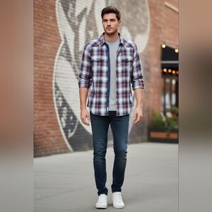 GUESS |  Multicolor Plaid Slim Fit Shirt | Size Medium